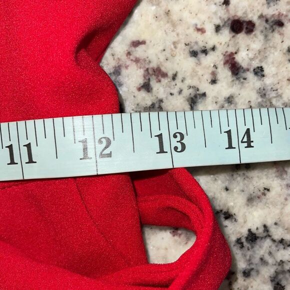 Calvin Klein Womens Cold Shoulder Flutter Sleeve Tie Belt Jumpsuit Red Size 2 - Picture 9 of 11
